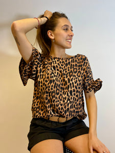 T-shirt Rouches Leopardata